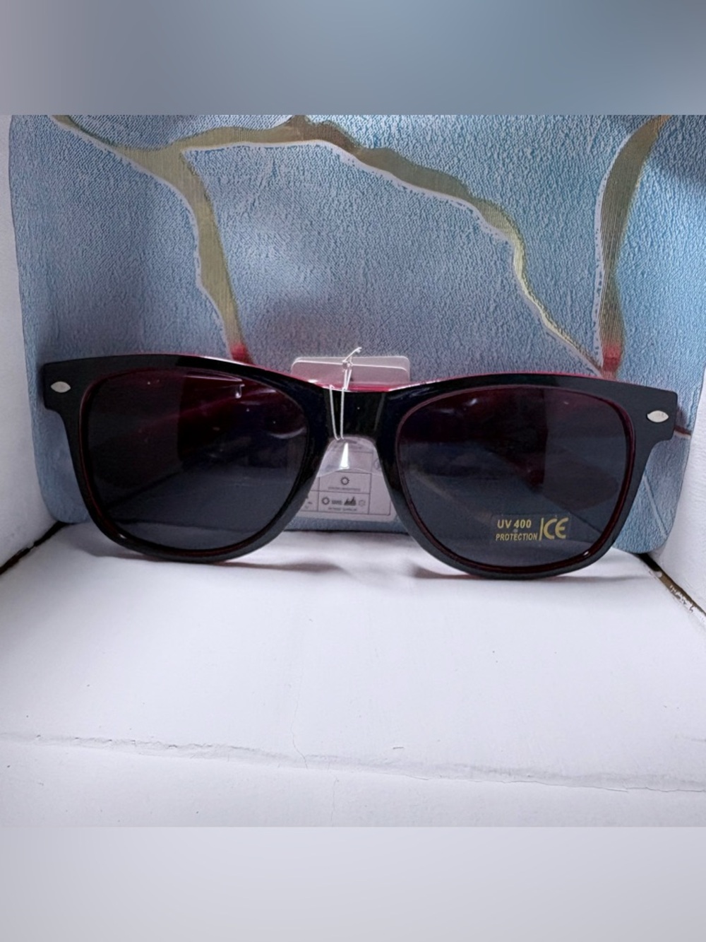 OWL Black Frame Sunglasses with Dark Red Lenses